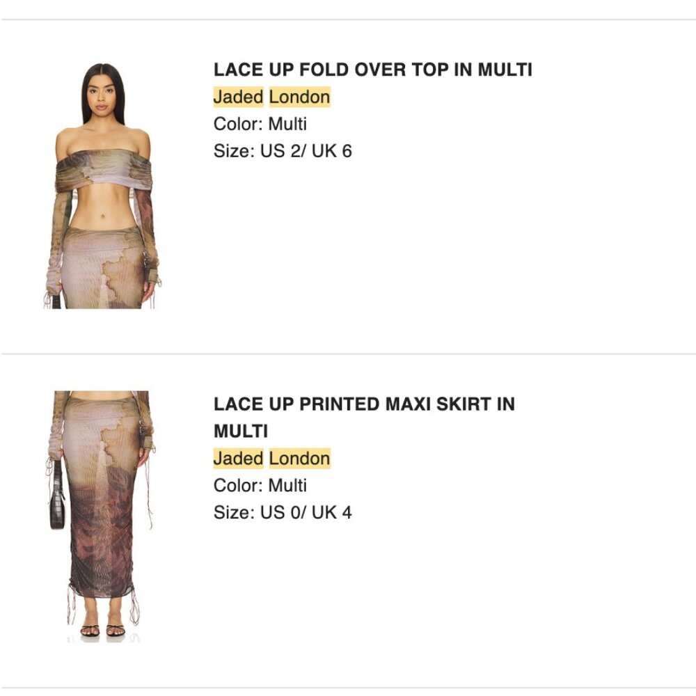 Jaded London Valerie Fold Over Top + Maxi Skirt Set